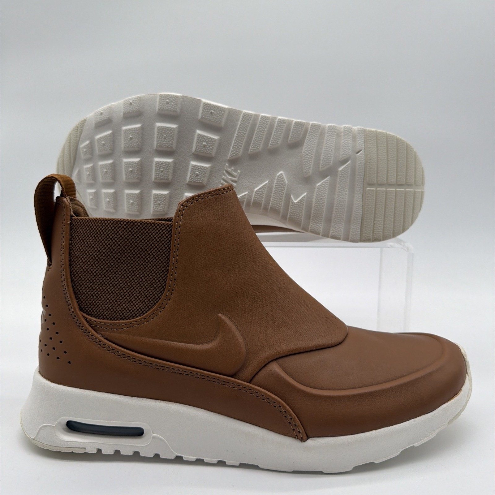 Womens Size 6 Nike Air Max Thea Mid Brown White Leather Boots 859550 200